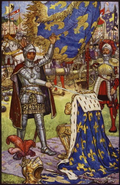 Francis I, the King of France, receives the order of Knighthood from Bayard by Henry Justice Ford